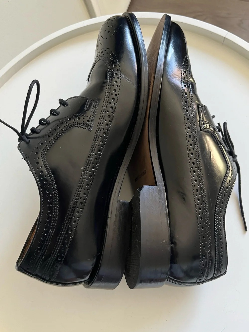 Bostonian Luxe Black Leather Wingtip Brogue Lace up Oxford Shoes 10 Wide